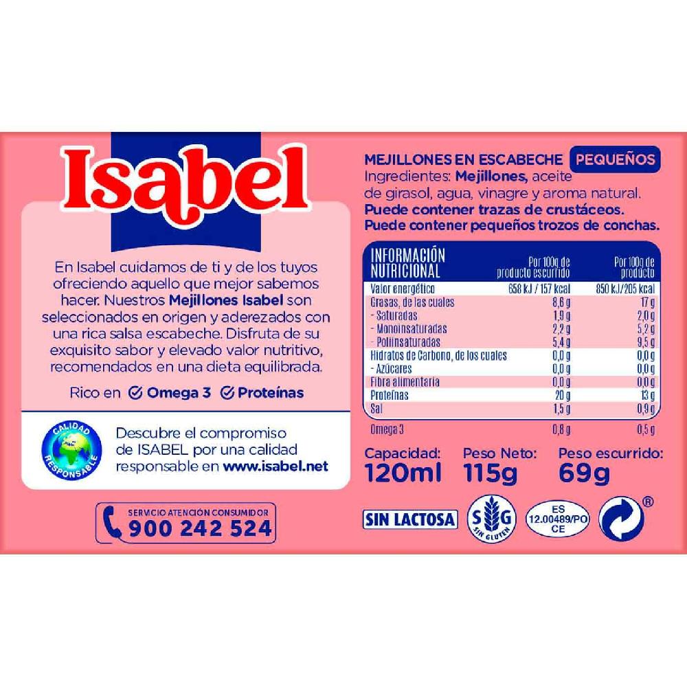 Eroski Mejillón en escabeche 13/18 piezas ISABEL lata 115 g Envío internacional gratuito