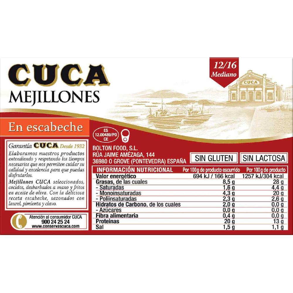 Eroski Mejillón en escabeche 12/16 piezas CUCA lata 115 g Ahorra y exporta