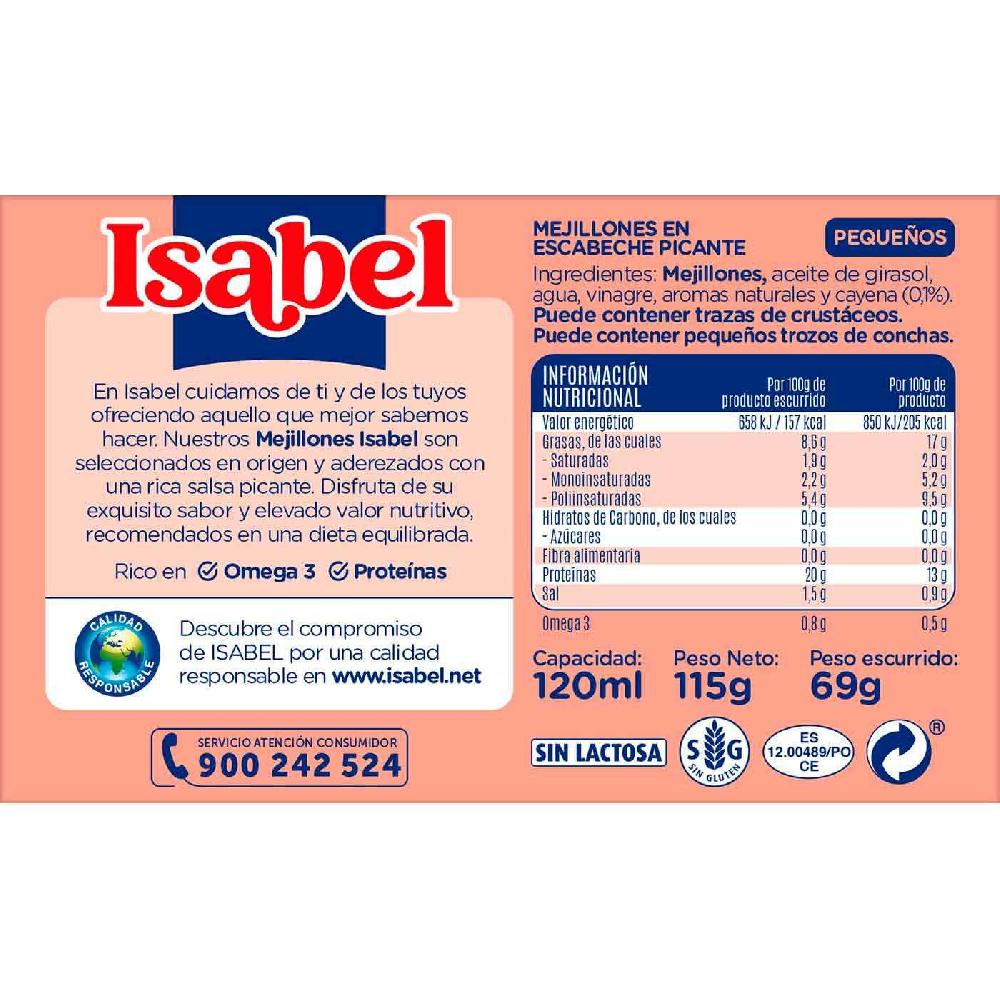 Eroski Mejillón en salsa picante 13/18 piezas ISABEL lata 115 g Precios de Black Friday
