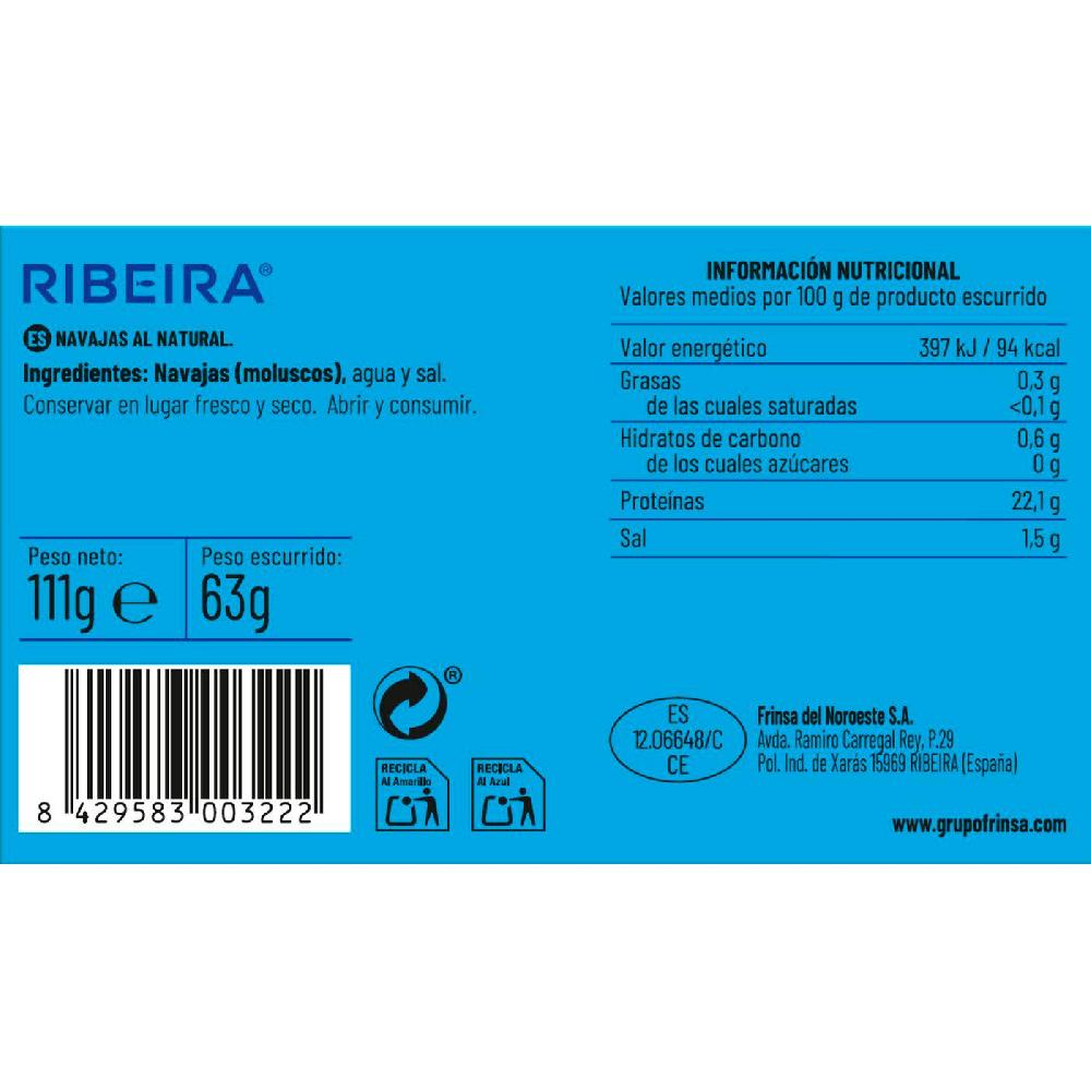 Eroski Navajas al natural RIBEIRA lata 63 g Precio ultrabajo
