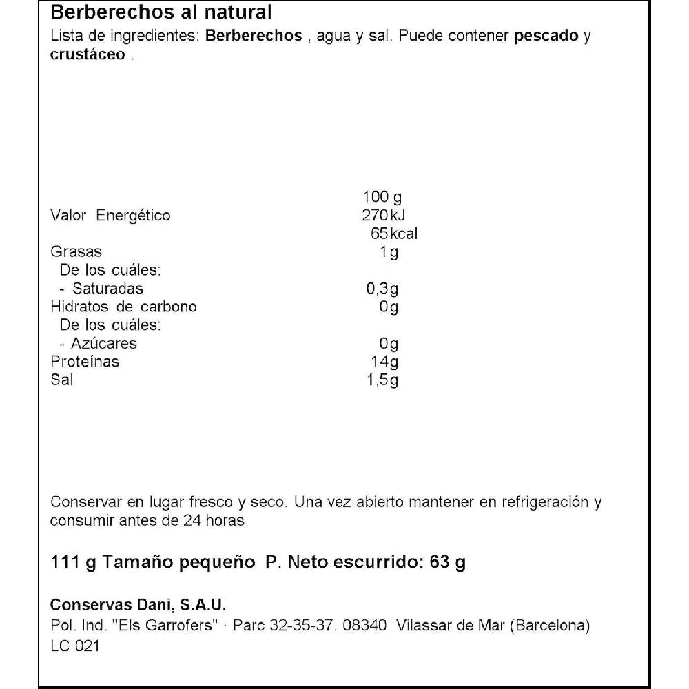 Eroski Berberechos al natural 45/55 DANI lata 63 g Rebajas top