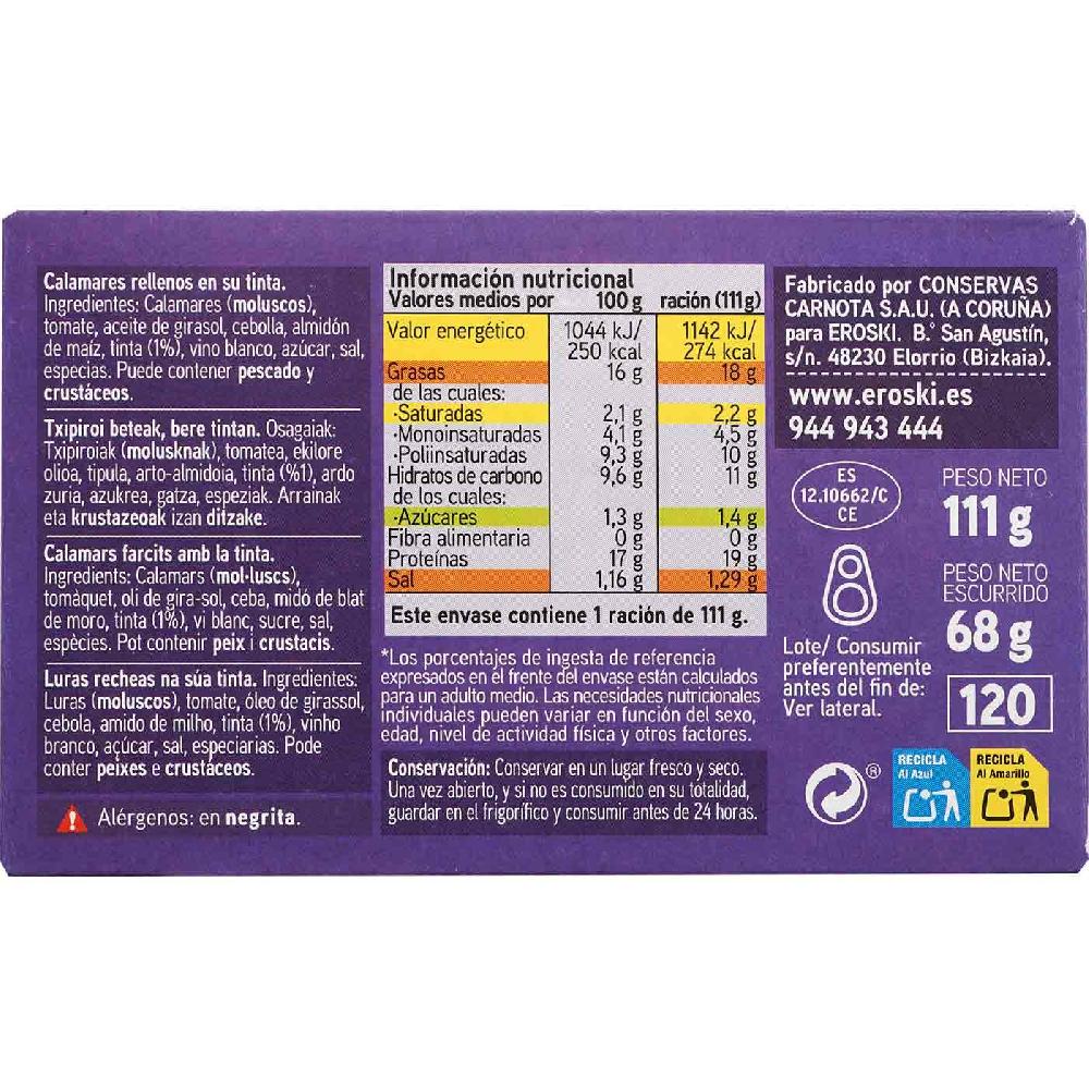Eroski Chipirón en su tinta EROSKI lata 106 g Oferta exclusiva