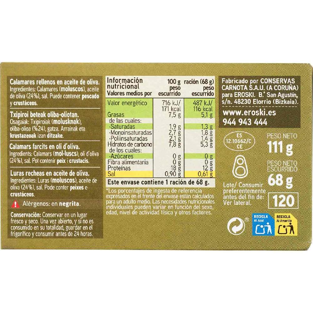 Eroski Chipirón en aceite de oliva EROSKI lata 106 g Última moda
