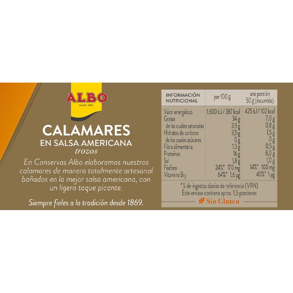 Eroski Calamar en trozos en salsa americana ALBO lata 112 g Descuento por venta flash