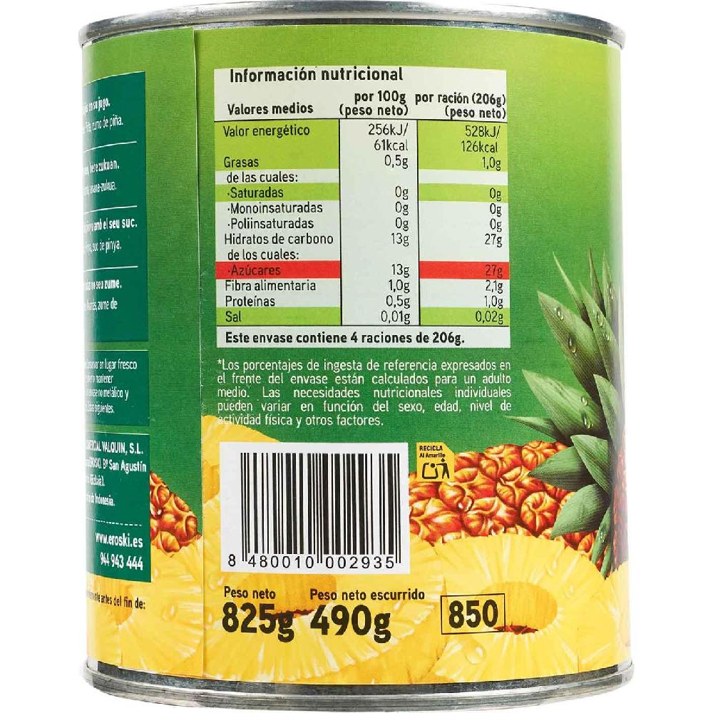 Eroski Piña en rodajas en su jugo EROSKI lata 490 g Gran oferta