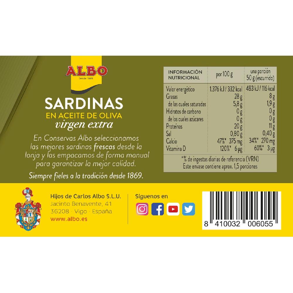 Eroski Sardina en aceite de oliva virgen extra ALBO lata 120 g Mejor oferta