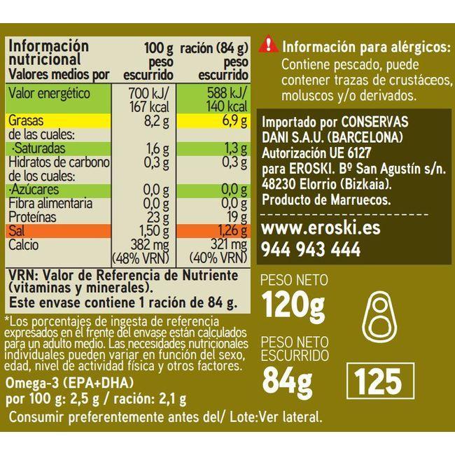Eroski Sardina en aceite de oliva 3/5 piezas EROSKI lata 115 g Rebajas online