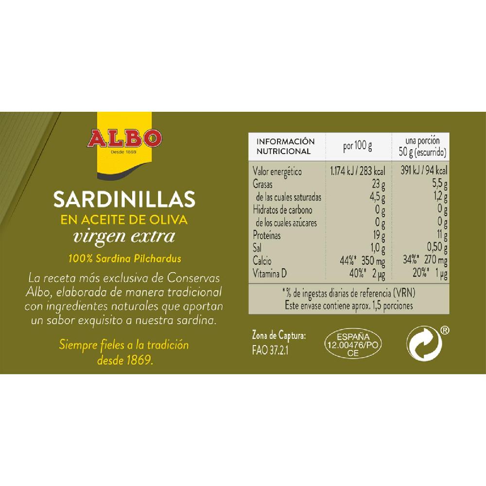 Eroski Sardinilla en aceite de oliva virgen extra ALBO lata 107 g Envío gratis