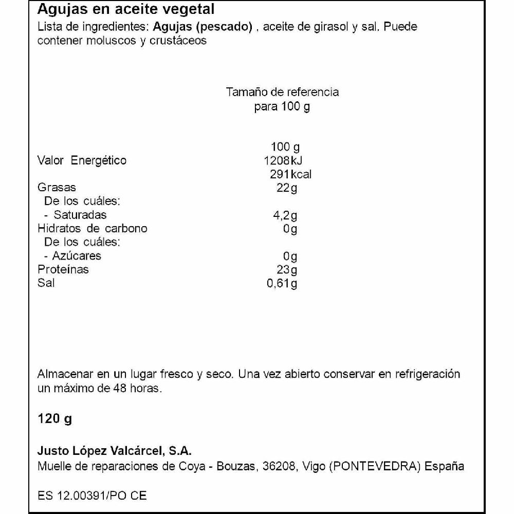 Eroski Aguja en aceite de girasol VIGILANTE lata 120 g Últimos 2 días