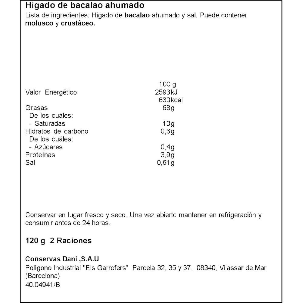 Eroski Hígado de bacalao ahumado DANI lata 120 g Precio de fábrica