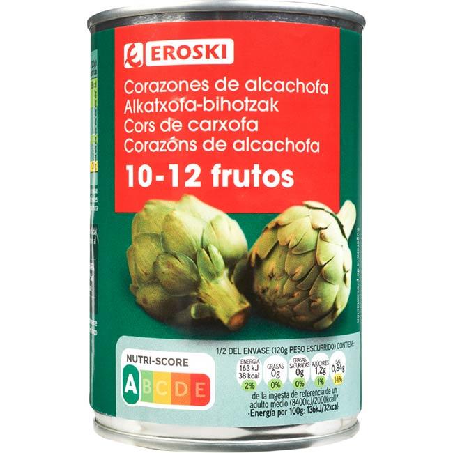 Eroski Corazón alcachofa al natural 10/12 frutos EROSKI lata 240 g