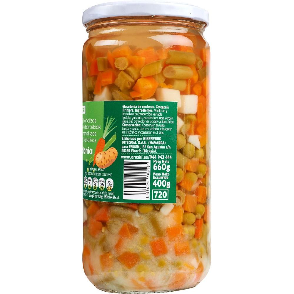 Eroski Macedonia de verduras EROSKI frasco 400 g Solo queda un día