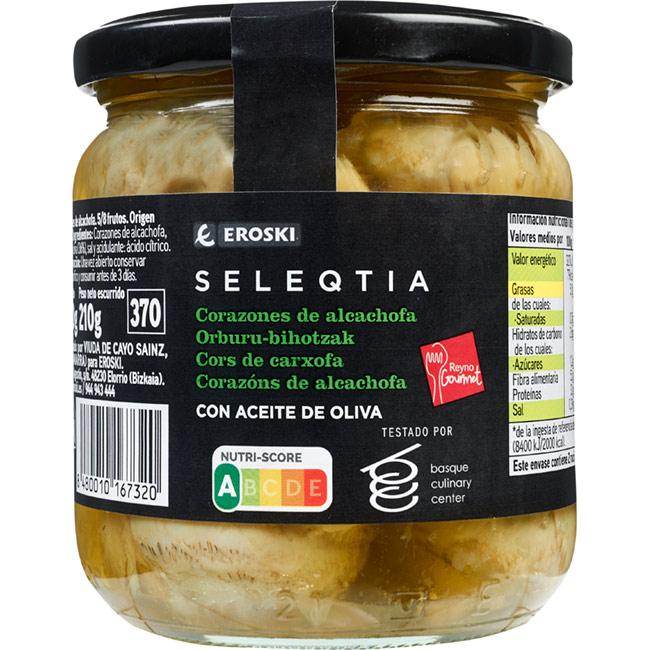 Eroski Alcachofa en aceite de oliva Eroski SELEQTIA frasco 330 g