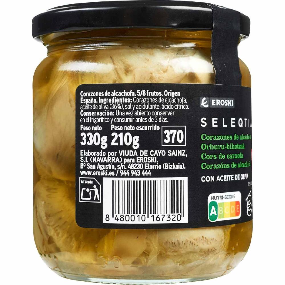 Eroski Alcachofa en aceite de oliva Eroski SELEQTIA frasco 330 g Superdescuento