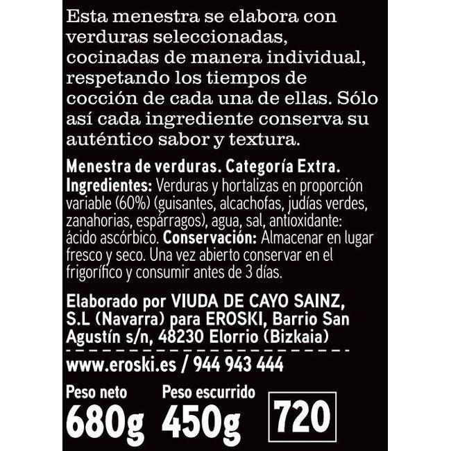 Eroski Menestra de verduras Eroski SELEQTIA frasco 450 g Liquidación