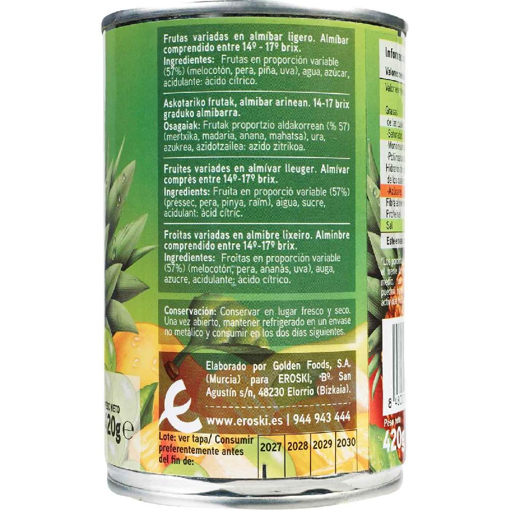Eroski Frutas variadas en almíbar EROSKI frasco 240 g En oferta