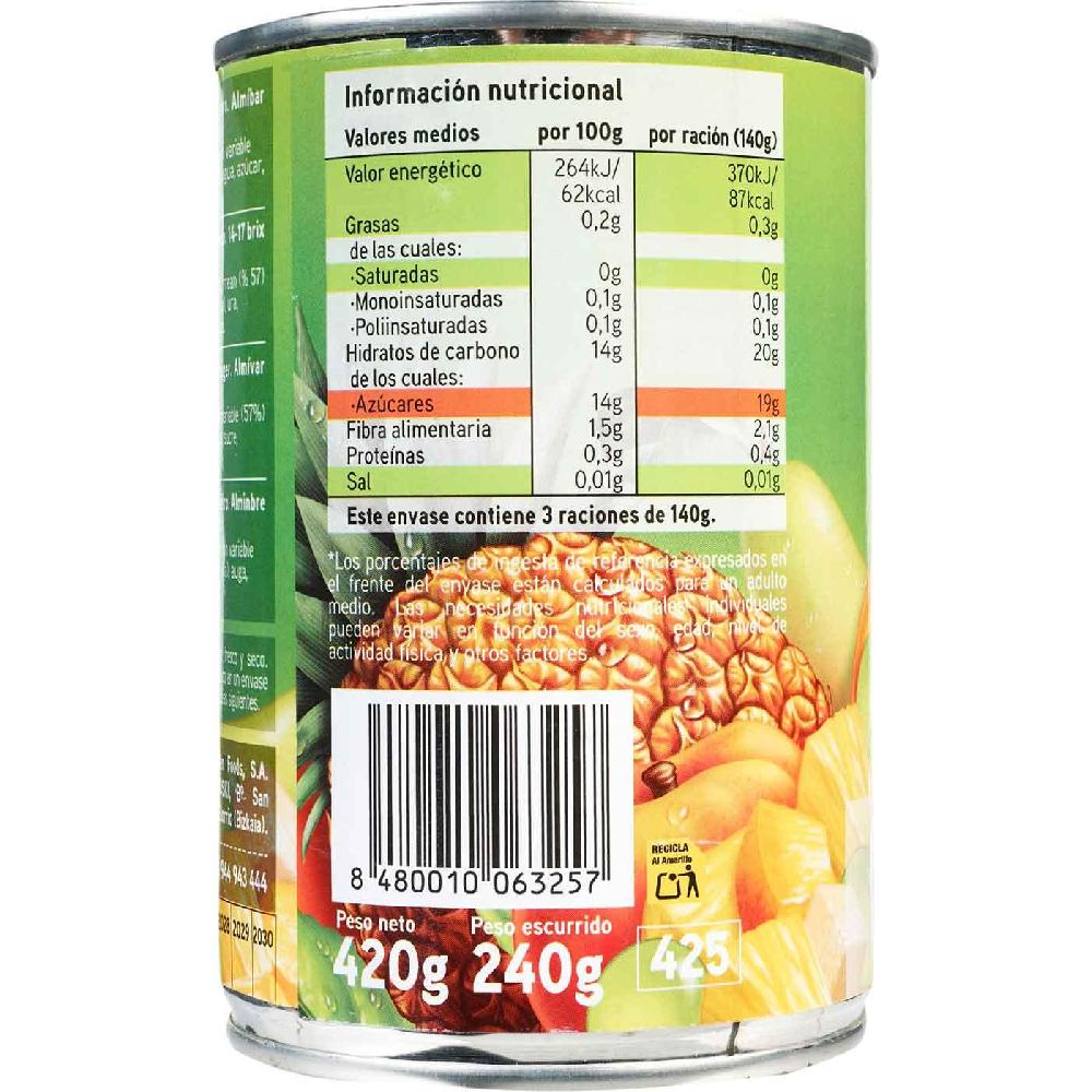 Eroski Frutas variadas en almíbar EROSKI frasco 240 g En oferta