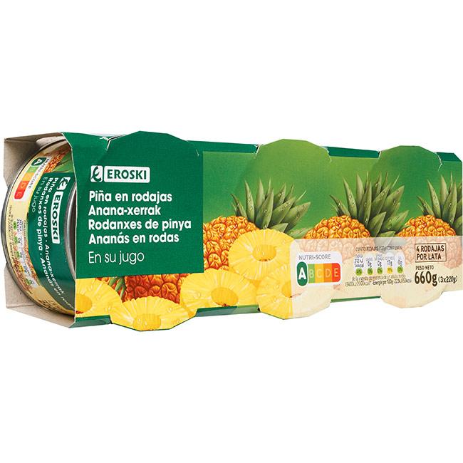 Eroski Piña en rodaja en su jugo EROSKI pack 3x137 g Libre de impuestos