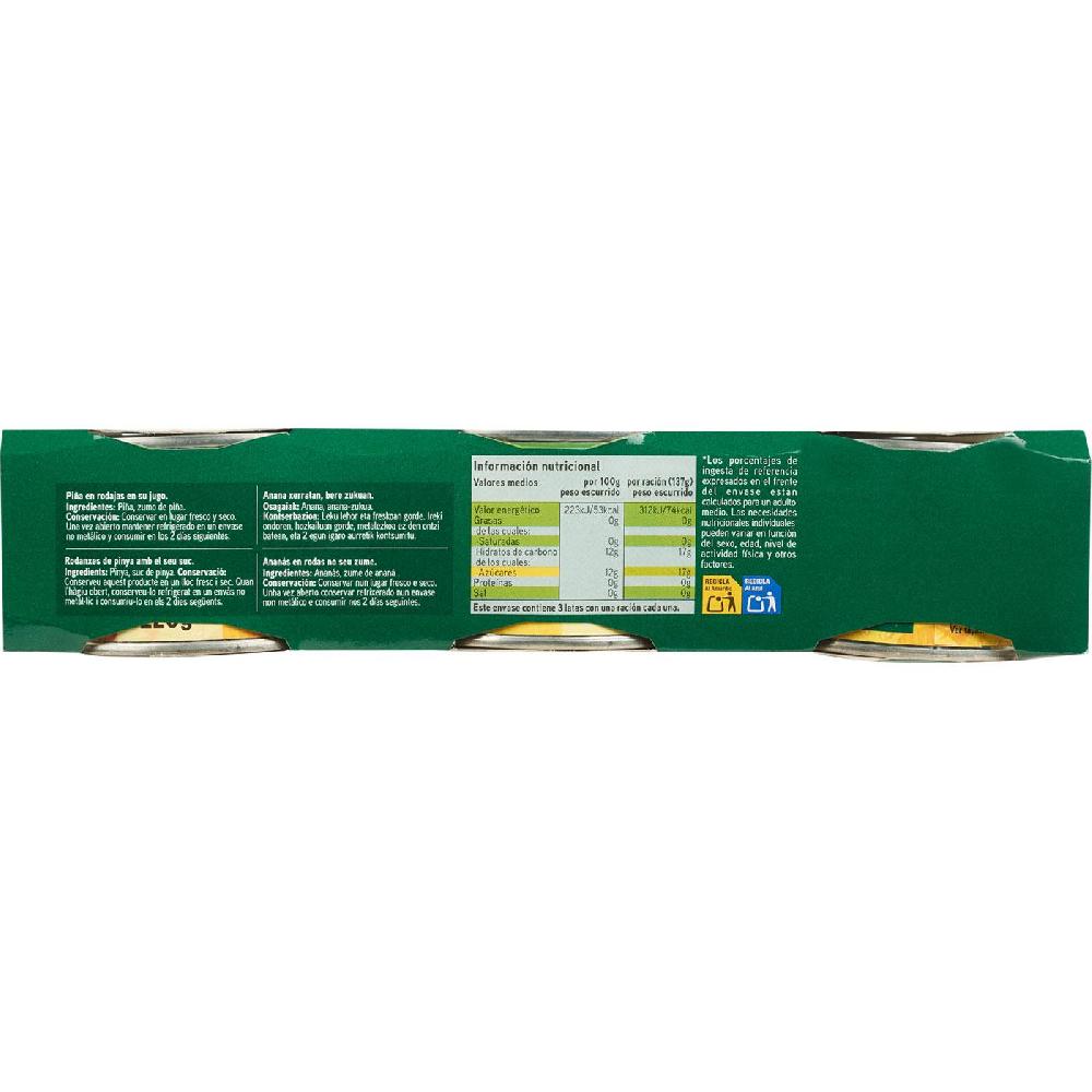 Eroski Piña en rodaja en su jugo EROSKI pack 3x137 g Libre de impuestos