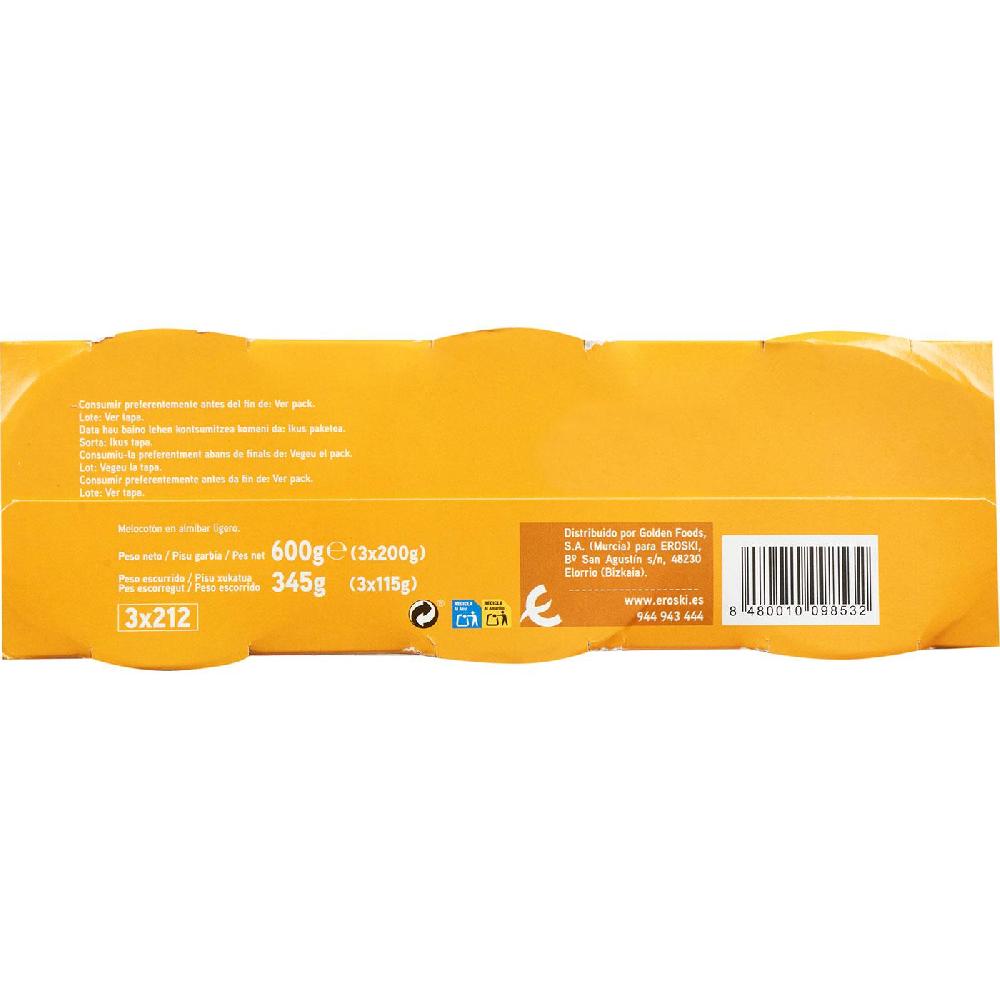 Eroski Melocotón almíbar ligero EROSKI pack 3x115 g Oferta exclusiva