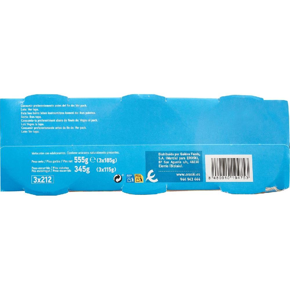 Eroski Melocotón sin azúcar EROSKI pack 3x115 g Descuento por venta flash