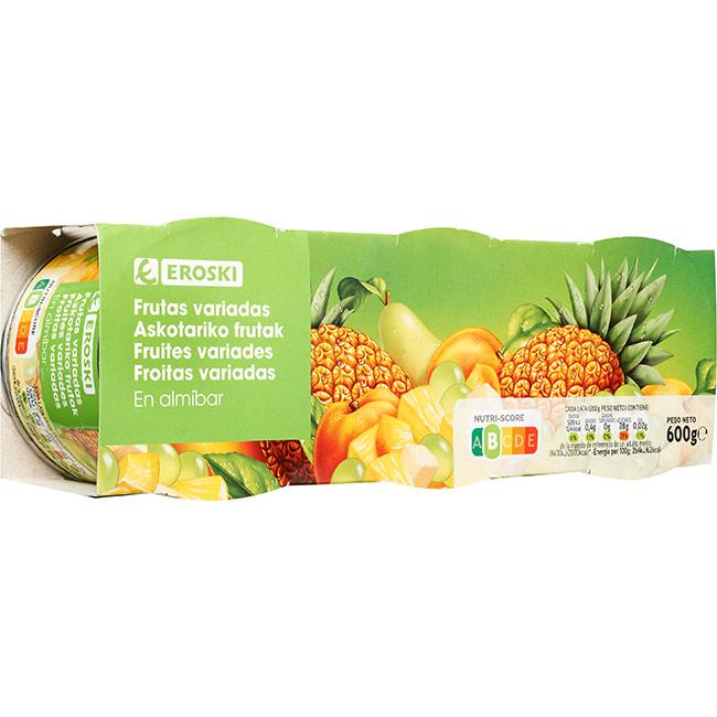 Eroski Frutas variadas en almíbar EROSKI pack 3x115 g Precio ultrabajo