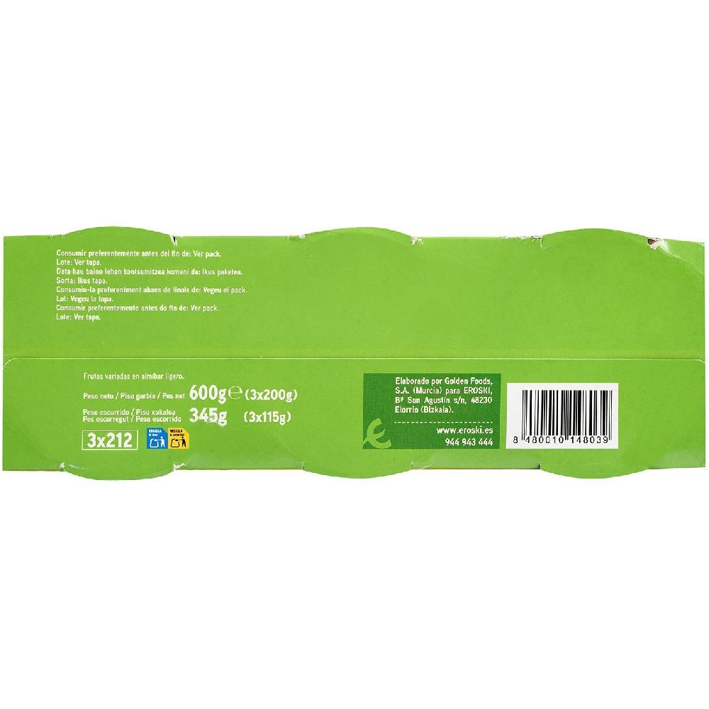 Eroski Frutas variadas en almíbar EROSKI pack 3x115 g Precio ultrabajo