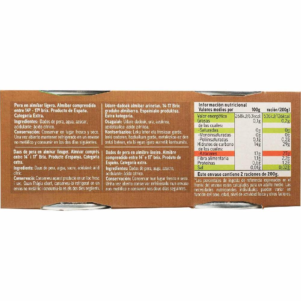 Eroski Pera en dados en almíbar EROSKI pack 2x115 g Devoluciones gratuitas