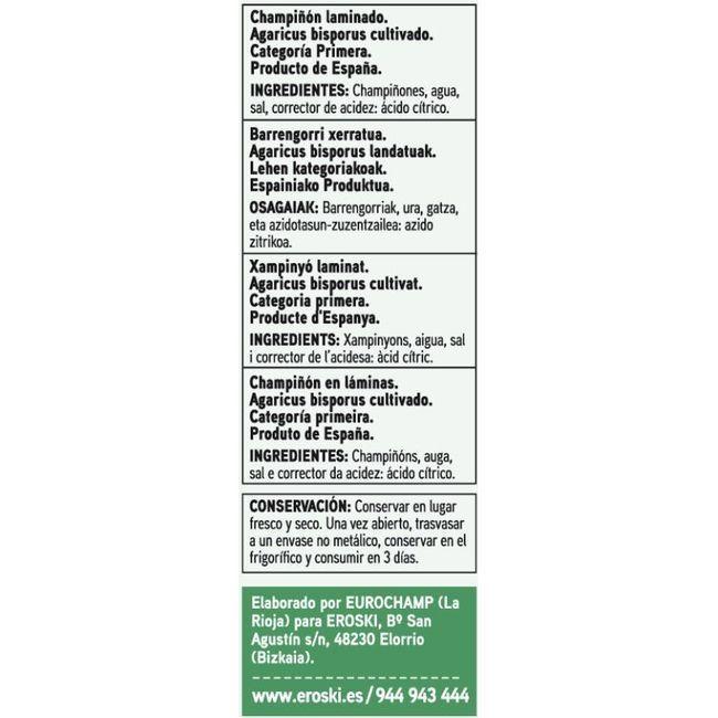 Eroski Champiñon laminado EROSKI BASIC lata 185 g En línea