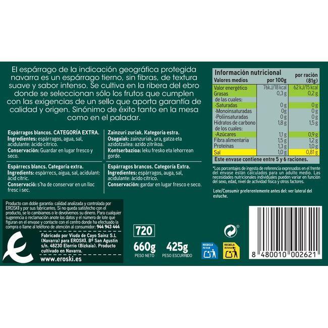 Eroski Espárrago extra muy grueso I.G.P. 9/12 piezas EROSKI lata 425 g Rebajas top