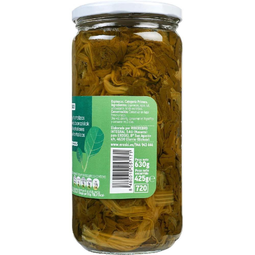 Eroski Espinaca EROSKI frasco 425 g Promoción trimestral