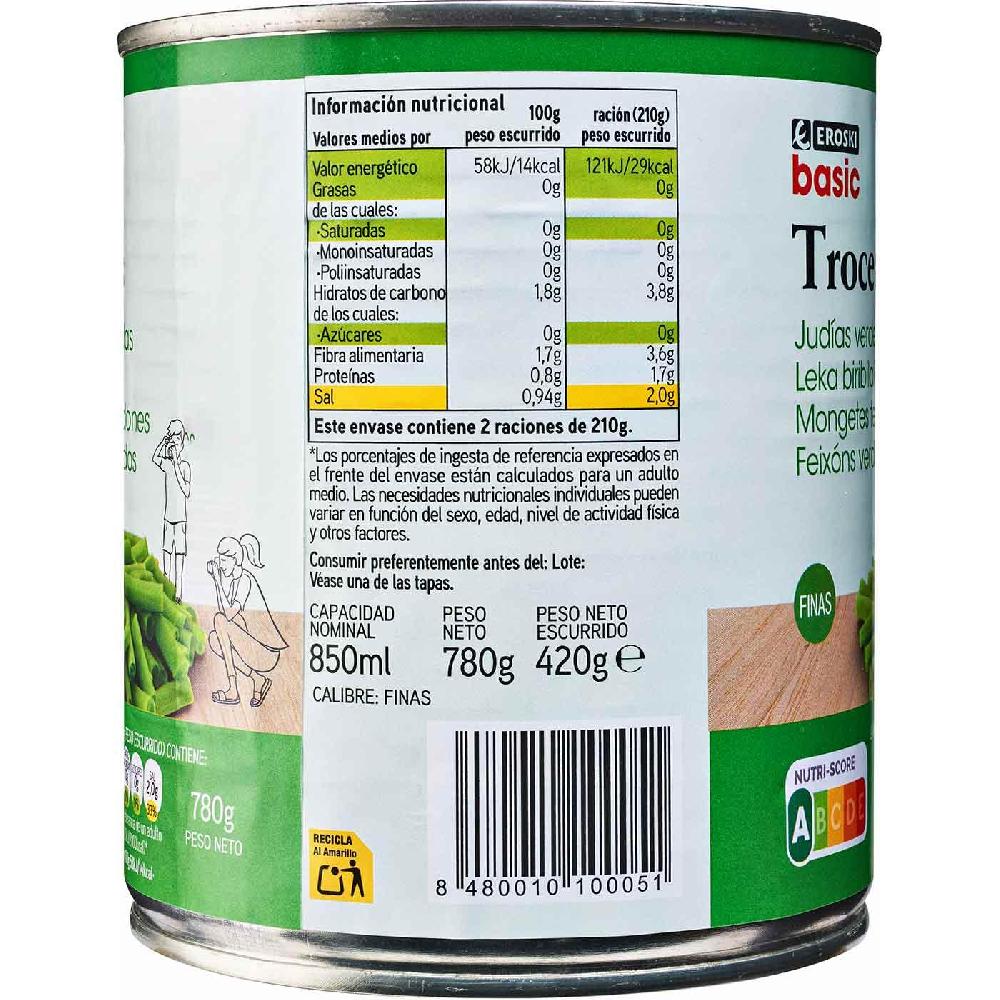 Eroski Judía fina EROSKI BASIC lata 420 g Grandes descuentos