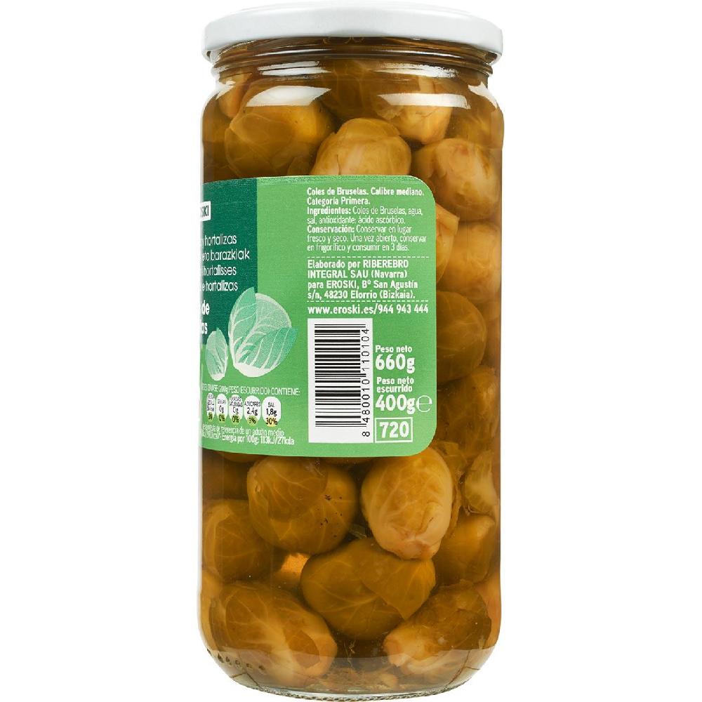 Eroski Coles de Bruselas medianas EROSKI frasco 400 g Tienda de fábrica