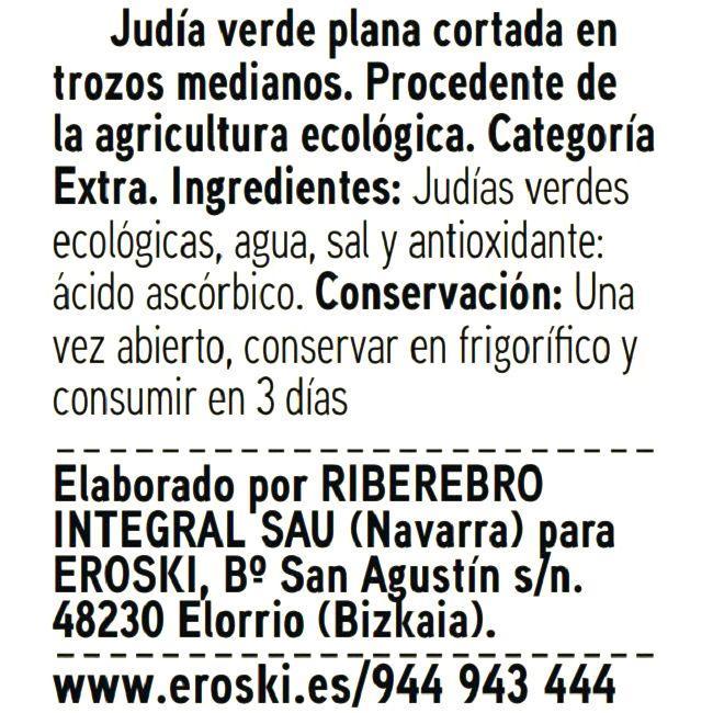 Eroski Judía verde plana EROSKI BIO frasco 350 g Limitado a 3 días