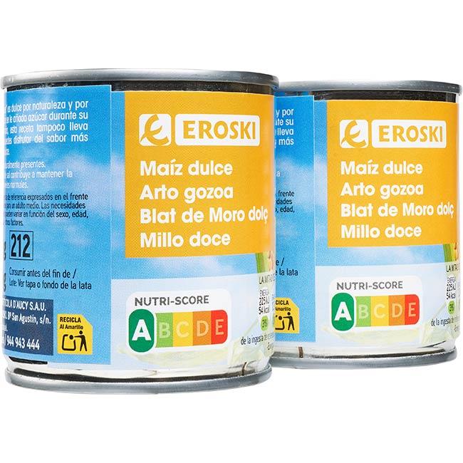 Eroski Maíz sin sal-sin azúcar añadido EROSKI pack 2x140 g Ahorra y exporta