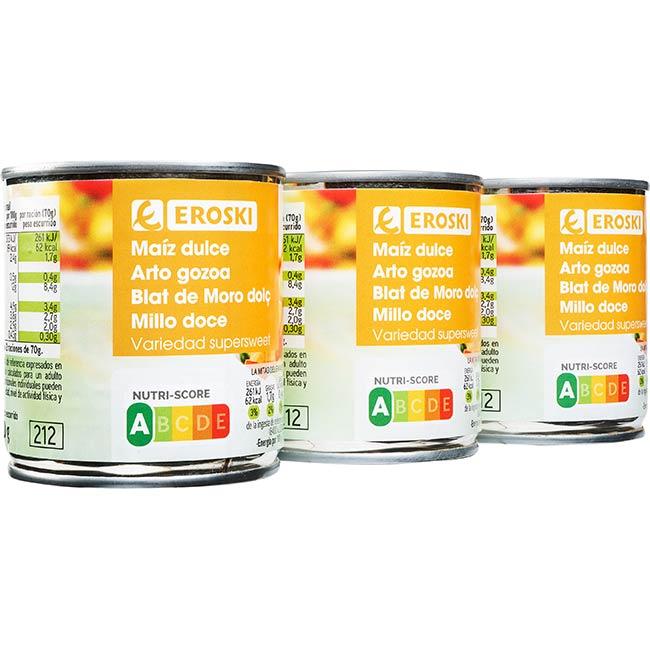 Eroski Maíz dulce EROSKI pack 3x140 g Última moda