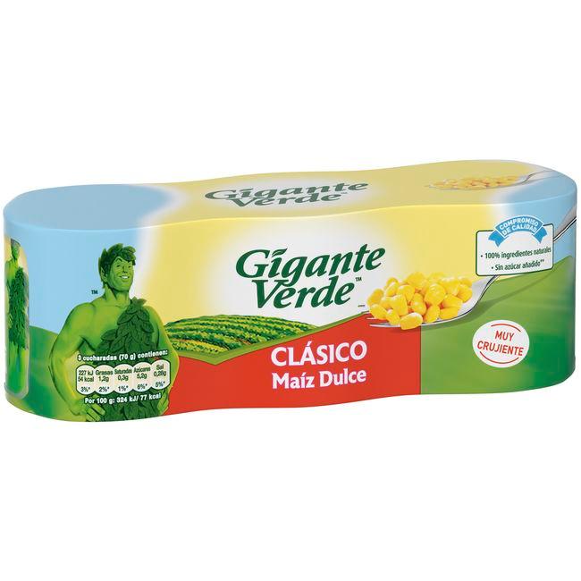 Eroski Maíz dulce GIGANTE VERDE pack 3x140 g Grandes ahorros