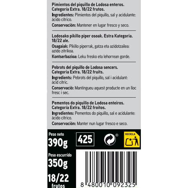 Eroski Pimiento de piquillo D.O. Lodosa EROSKI SELEQTIA lata 350 g 2025