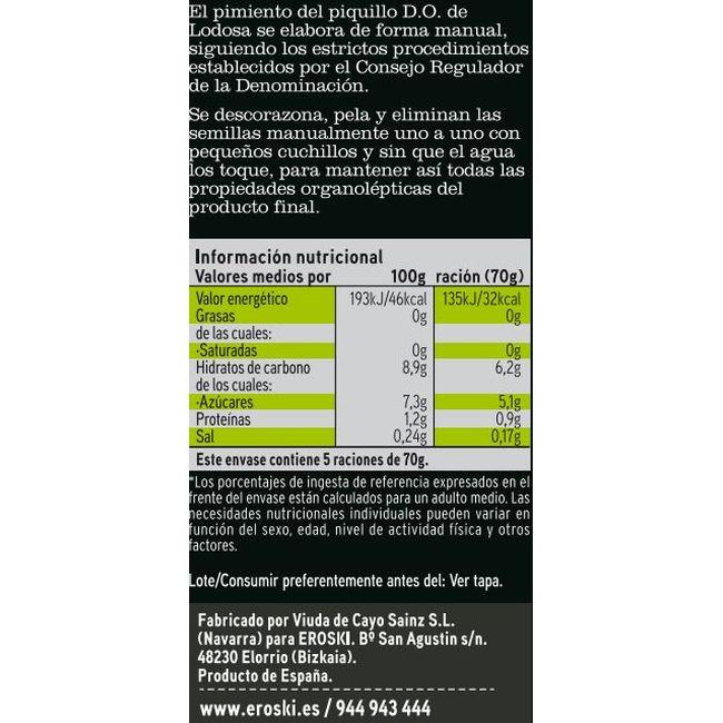 Eroski Pimiento de piquillo D.O. Lodosa EROSKI SELEQTIA lata 350 g 2025