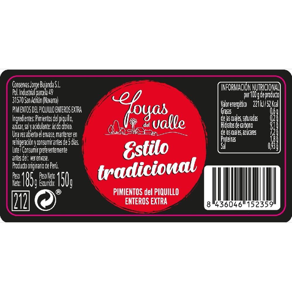 Eroski Pimiento de piquillo tradicional JOYAS DEL VALLE frasco 175 g Ofertas