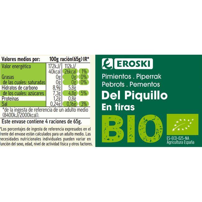 Eroski Piquillo de piquillo en tiras EROSKI BIO frasco 260 g Gran oferta