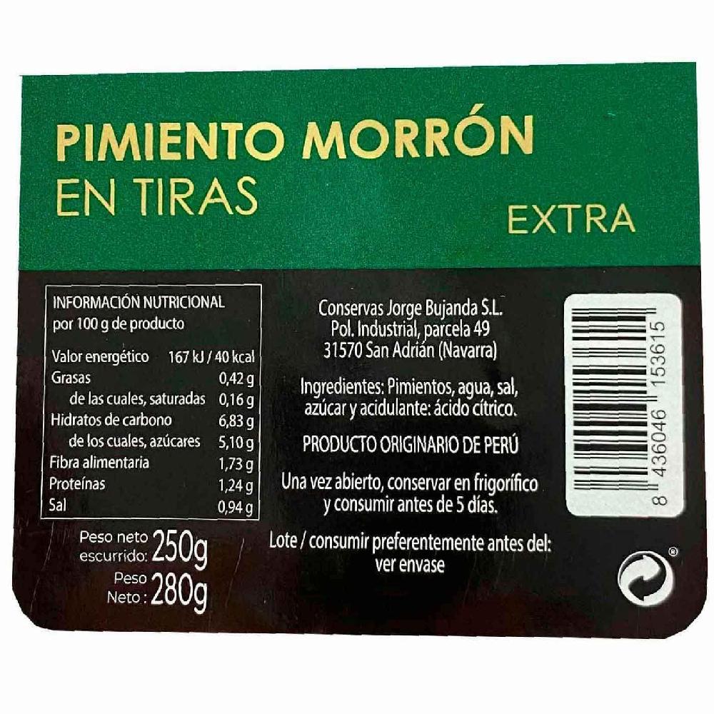 Eroski Pimiento morrón extra en tiras JOYAS DEL VALLE tarrina 250 g Último día