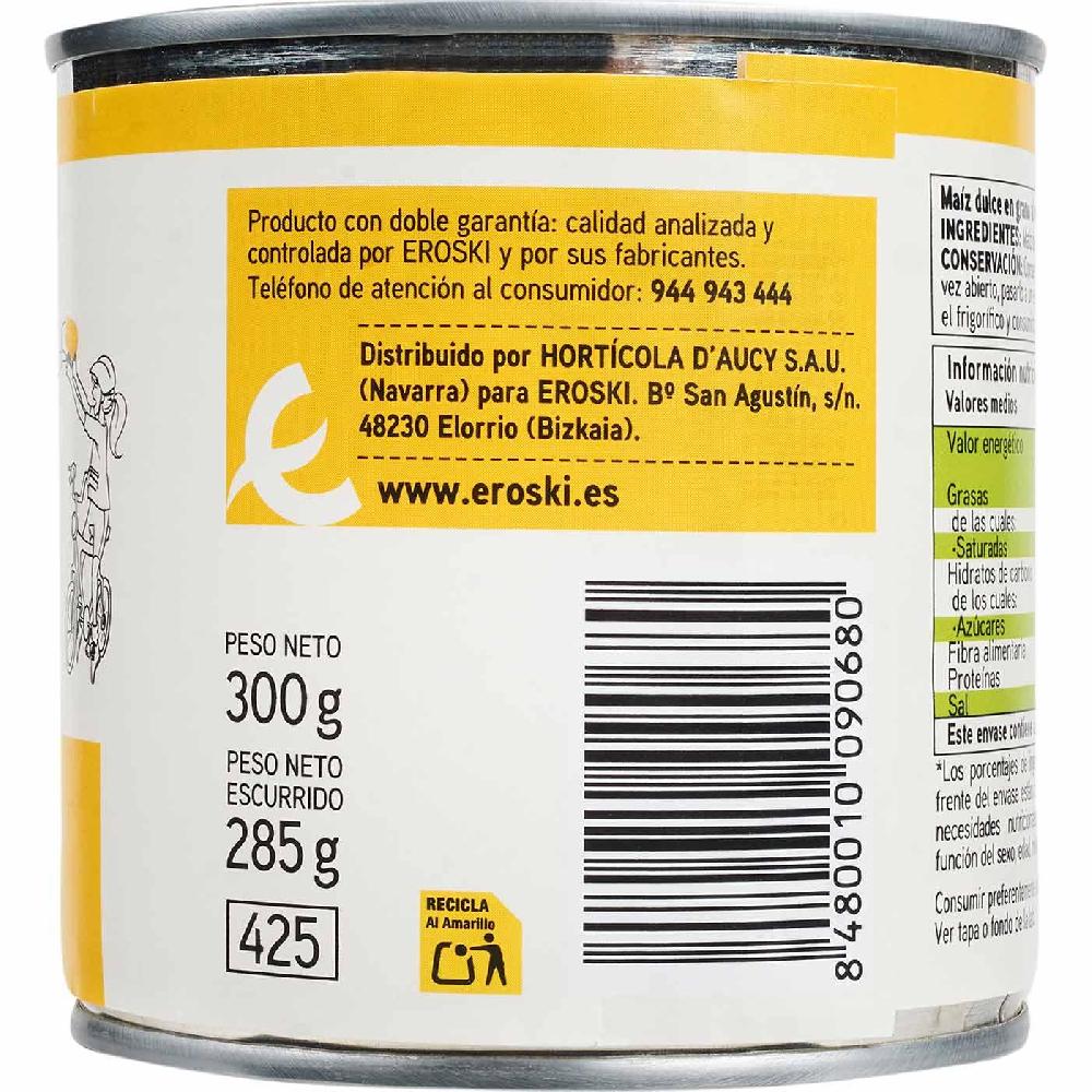 Eroski Maíz dulce EROSKI BASIC lata 285 g Tienda de fábrica