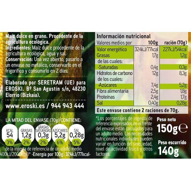 Eroski Maíz EROSKI BIO pack 2x140 g Precios de Black Friday