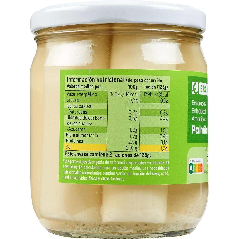 Eroski Palmito entero EROSKI frasco 250 g En oferta