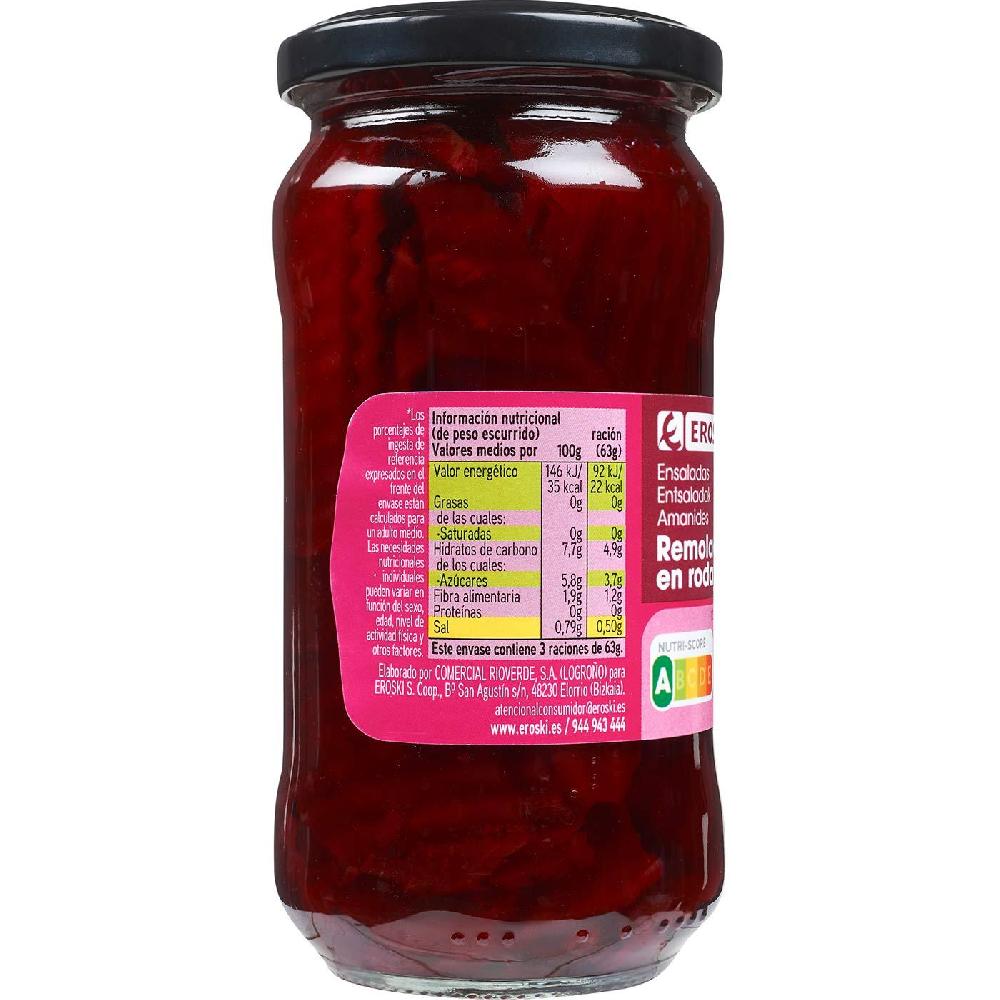 Eroski Remolacha en rodajas EROSKI frasco 190 g Libre de impuestos