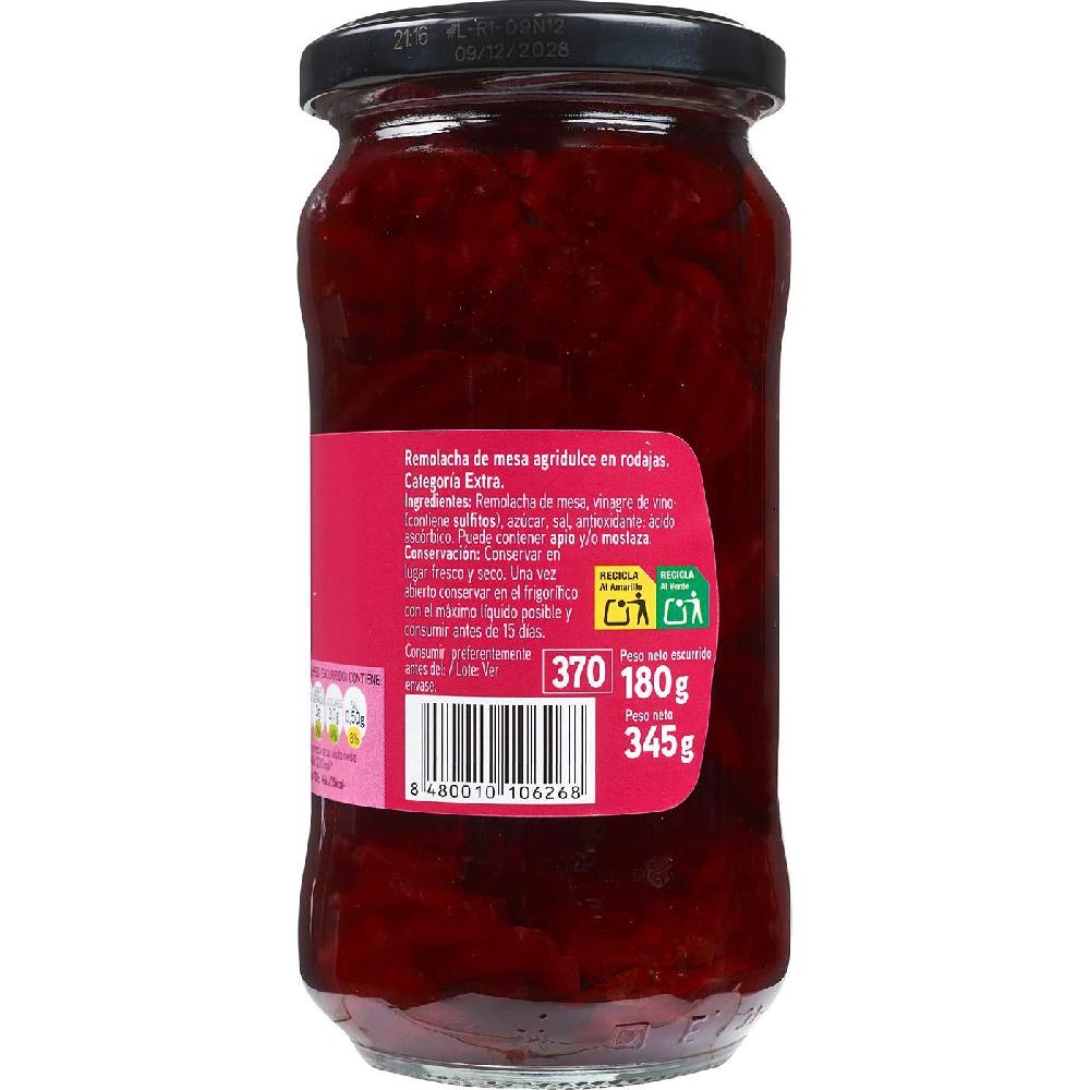 Eroski Remolacha en rodajas EROSKI frasco 190 g Libre de impuestos