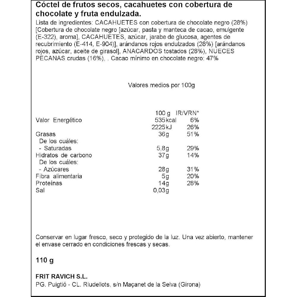 Eroski Cocteleo con chocolate FRIT RAVICH bolsa 110 g Precios de Black Friday