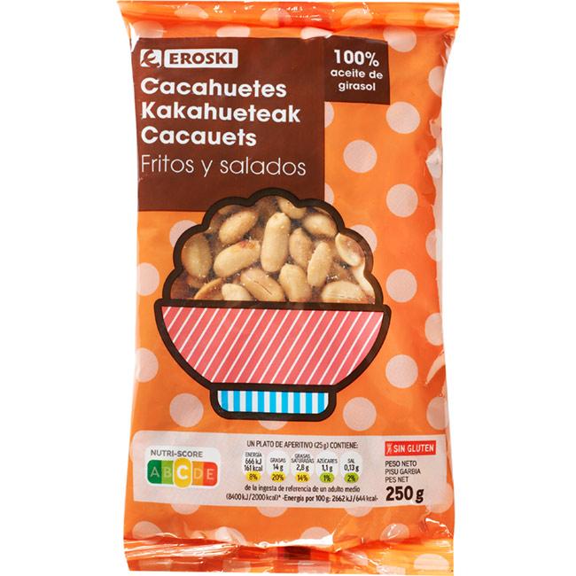 Eroski Cacahuete repelado frito EROSKI bolsa 250 g