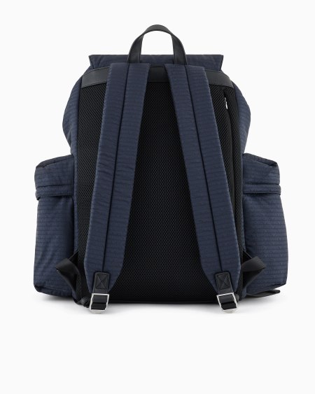 Armani Mochila de tejido jacquard de nailon con inscripción integral de logotipo EA Grandes descuentos